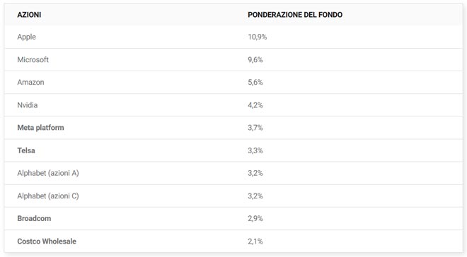 Composizione Invesco QQQ Trust ETF
