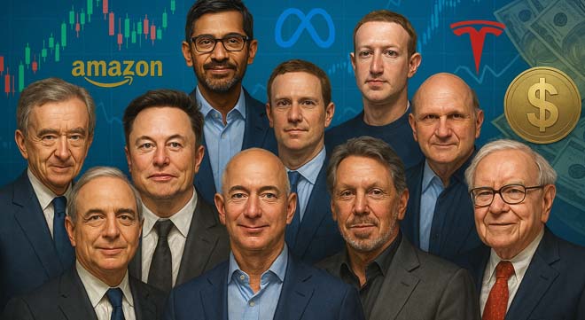 I 10 uomini più ricchi del mondo ad Agosto 2025