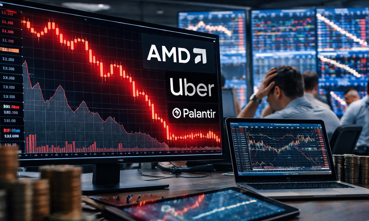 Crollo azioni tech: cosa fare su AMD, Palantir e Uber