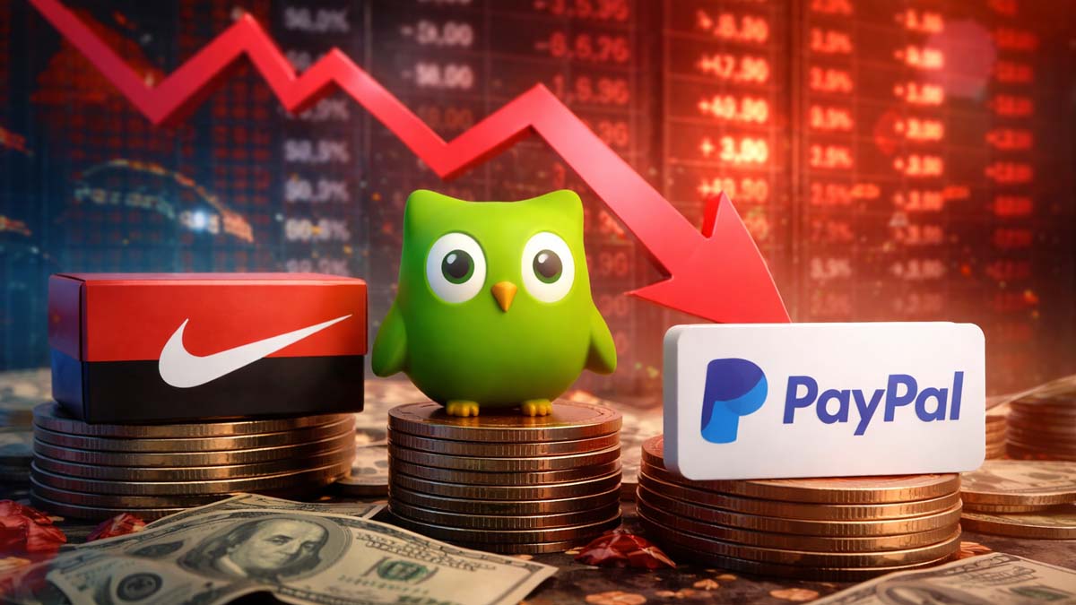 analisi azioni Nike Duolingo PayPal in declino competitivo e finanziario